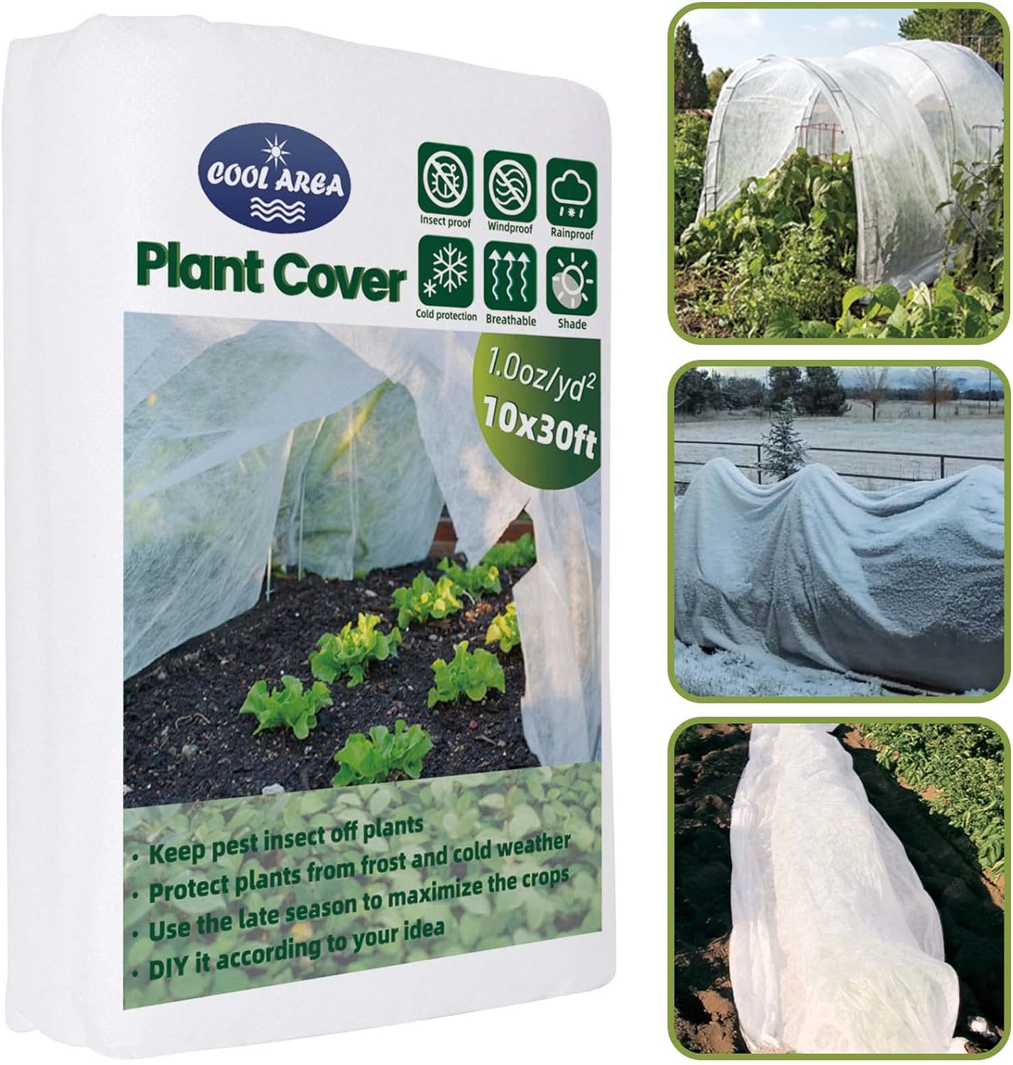 Amazon.com : Cool Area Plant Covers Freeze Protection 10x30 ft 1.0oz Resuable Frost Cloth Blanket Floating Row Cover Garden Fabric for Winter Outdoor Vegetables Plants Against Pest Insects : Patio, Lawn  Garden
