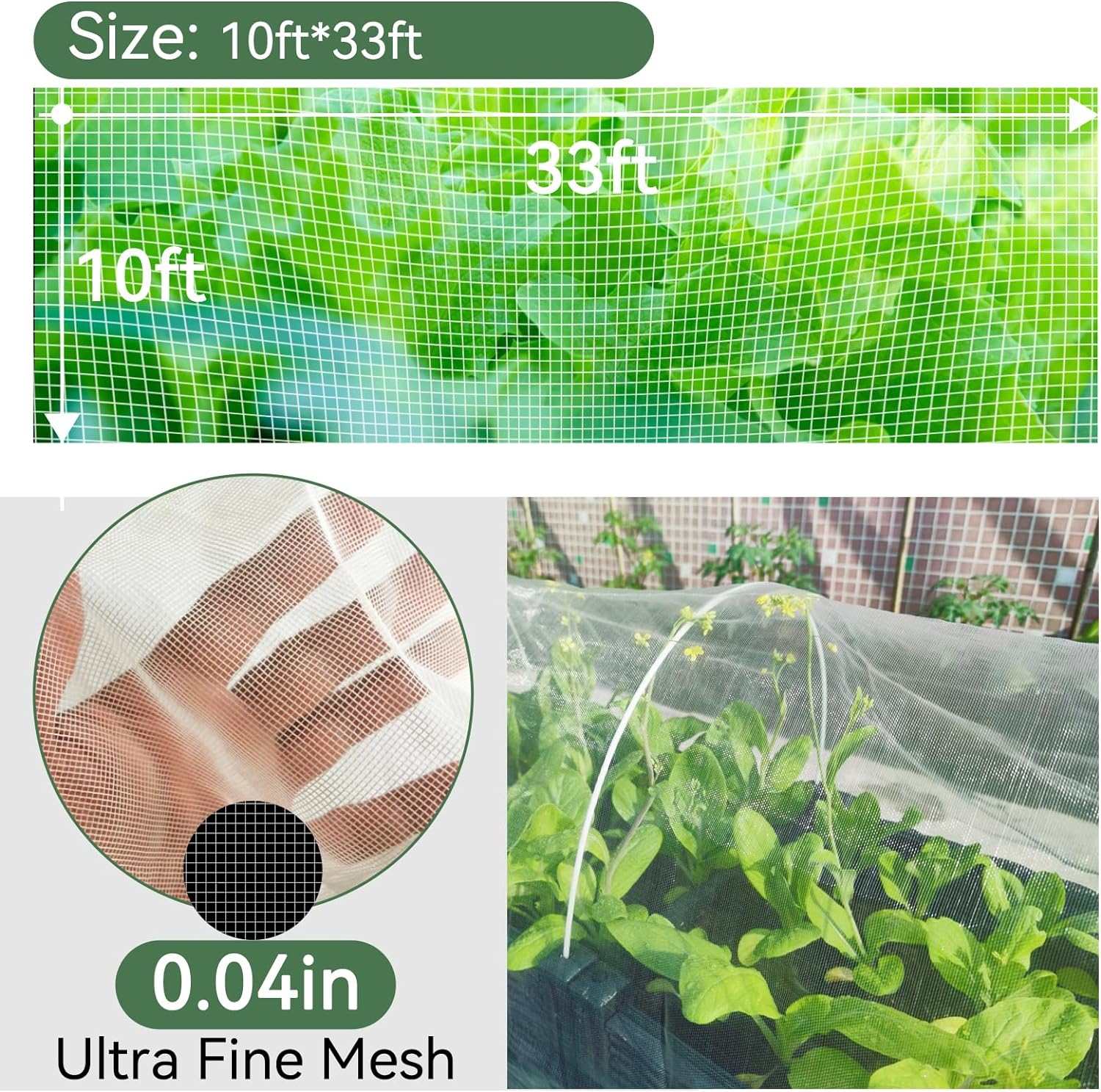 Amazon.com : ROMISA Garden Netting 10x33Ft, Ultra Fine Mesh Plant Netting Cover Pest Barrier Bird Mosquito Net, Plants Cover for Vegetables Fruits Flowers Crops, for use in Gardens courtyards and greenhouses ect. : Patio, Lawn  Garden