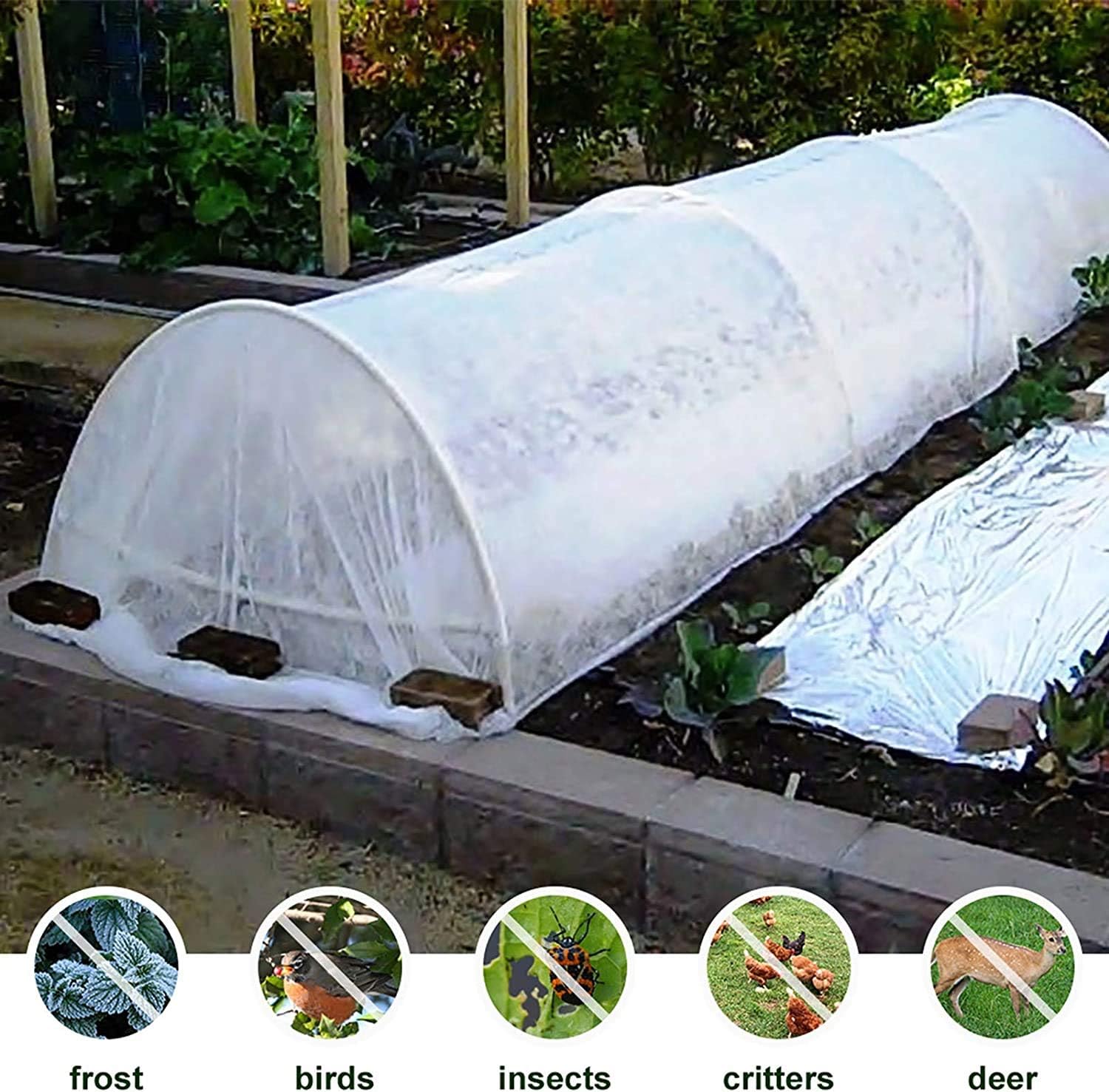 BGTOOL Garden Fabric Plant Cover Freeze Protection, Floating Row Cover 10ft×49ft Reusable Rectangle Frost Protection for Crop, Blanket for Vegetables  Plants for Preventing Cold Weather and Animal