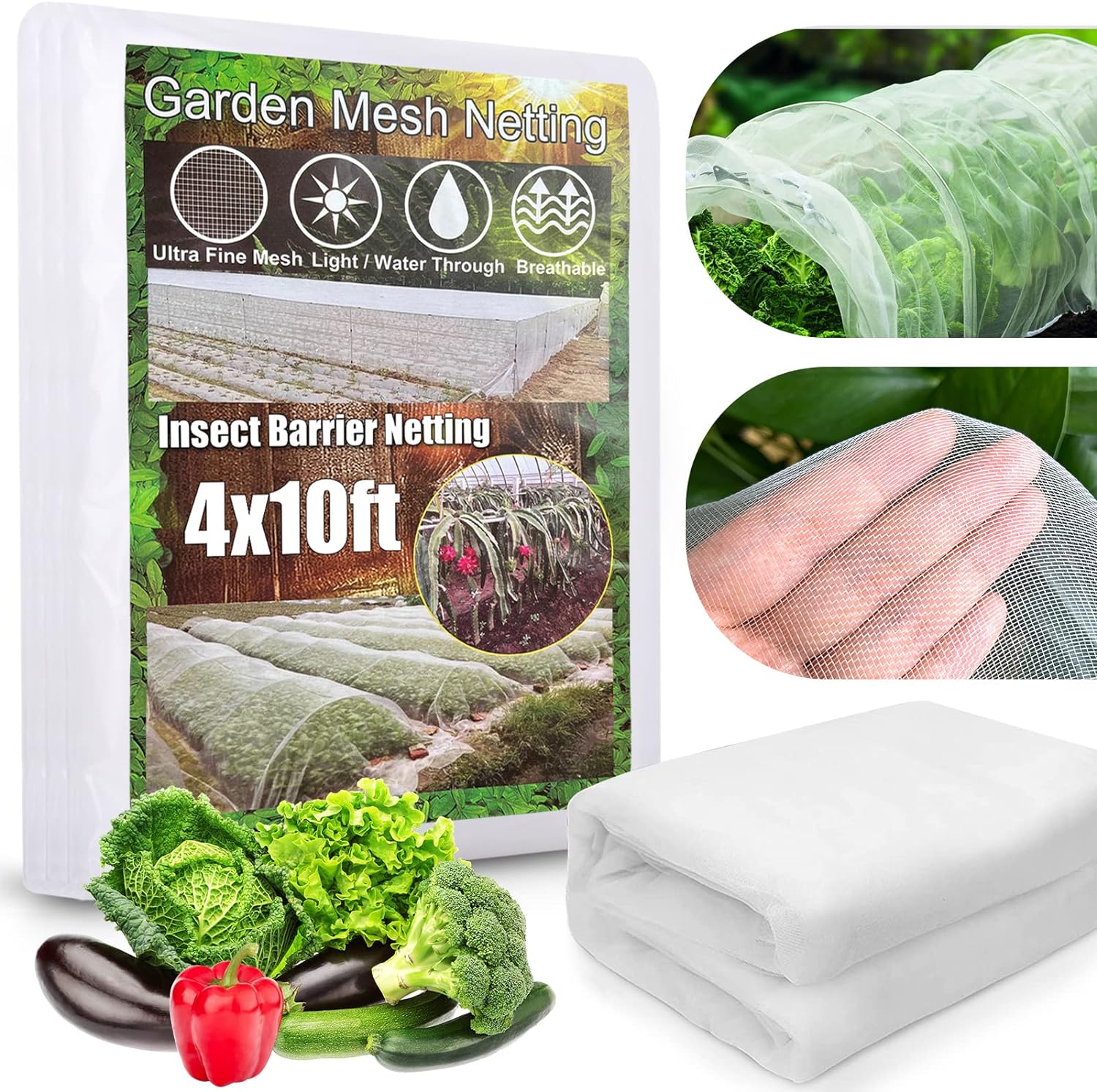 Garden Netting Pest Barrier Mosquito Netting Plant Cover 10x6.5FT Ultra Fine Garden Mesh Netting Protection Net, Vegetable Row Cover Shrubs Fruits Tree Flowers Crops Raised Bed Screen Insect Bug Mesh