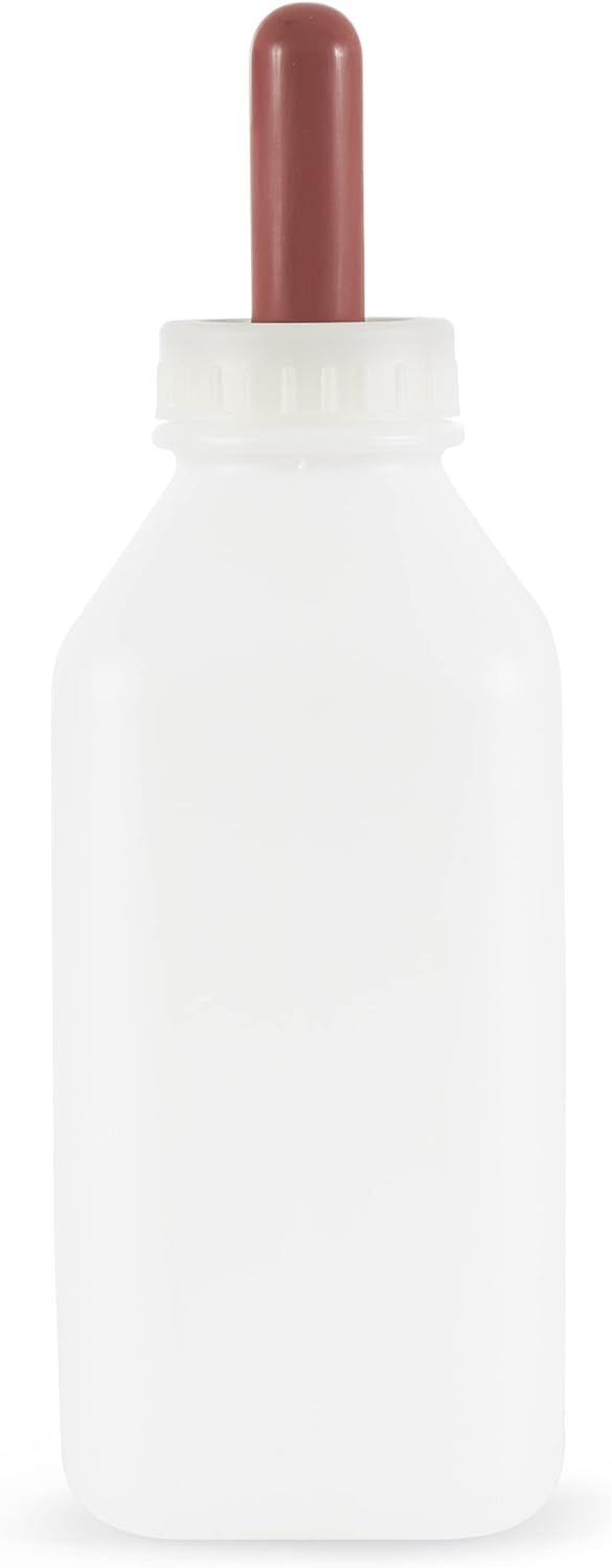 Tuff Stuff Products LBSH2 Screw Neck Nipple 2 Quart Capacity Calf Milk Feeding Bottle Feeder Accessory Farm Equipment with Handle