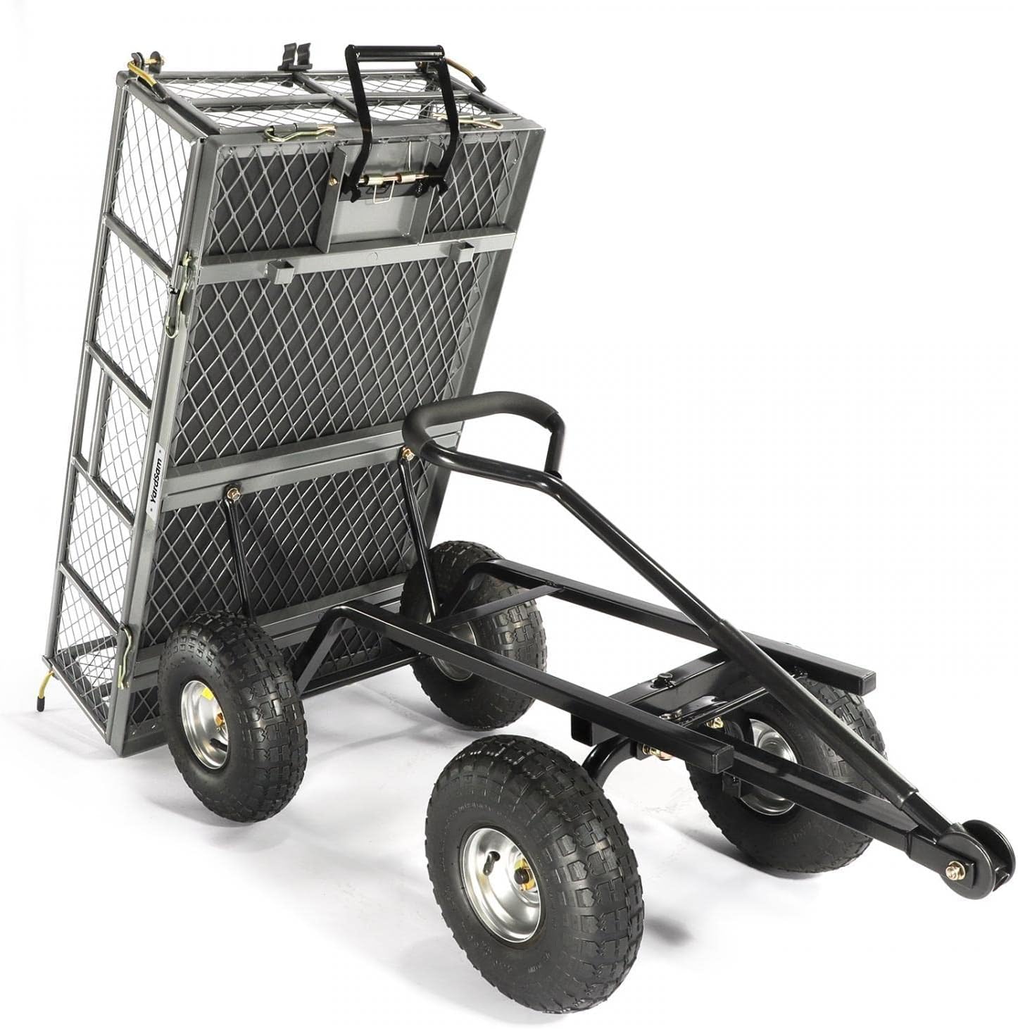 Yardsam Dump Garden Carts 800 lb Capacity, Heavy Duty Steel Garden Carts and Wagons with Removable Sides, Pullable Handles, 10in All-Terrain Wheels, Utility Liner, for Garden Lawn Yard Farm, Grey