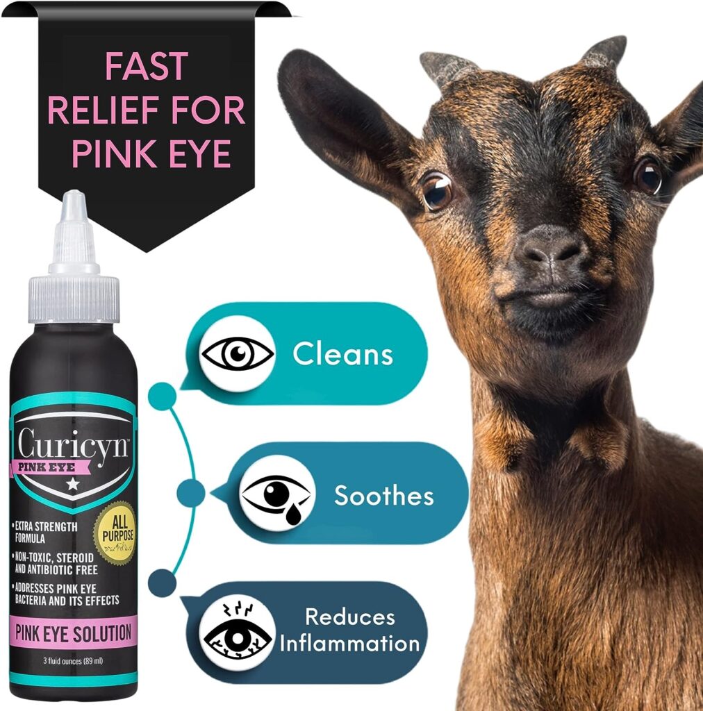 Curicyn Pink Eye Solution, Conjunctivitis Eye Drops for Dogs, Cats, Livestock and Horses – Pain Free, Non-Steroidal Dog Eye Wash with Purified Anolyte - Effects Observed in 1-3 Days - 3 oz