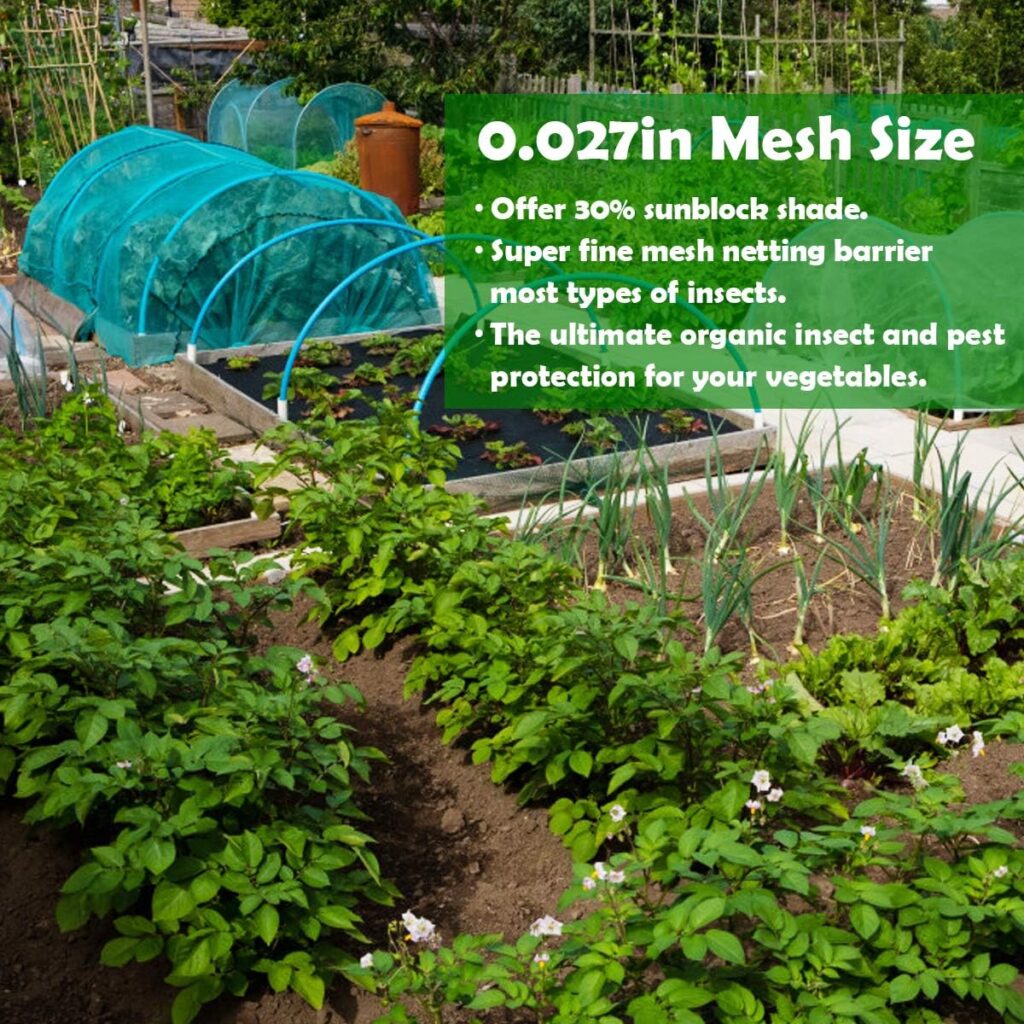 Garden Barrier Netting, Plant Covers 8x24ft Extra Fine Mesh 30% Sun Net Green Sunblock Mesh Shade Protection Netting for Vegetable Fruits Flowers Crops Row Cover Raised Bed Screen Against Birds Animal