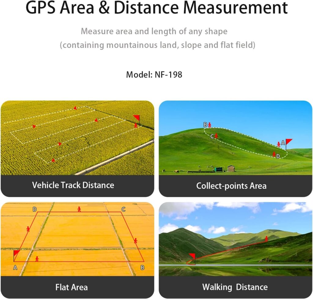 Handheld GPS Device Length and Land Area Measure Meter, Survey Equipment Use for Farm Land Surveying Mapping Area Length Measurement Tool