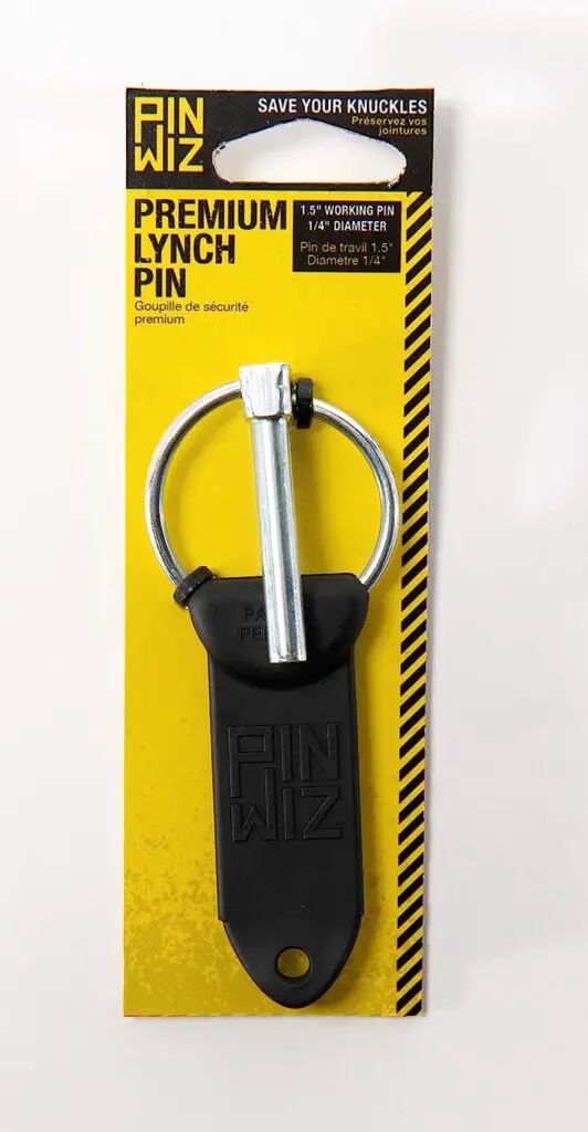Pin Wiz Trailer Hitch Pins and Clips, Heavy-Duty Trailer Hitch Clips, Hitch Pins, Linchpin, D Pin, Square Pin  Locking Pin with Rubber Grip to Save Your Knuckles, 1 1/4â Lynch Pin, 1/4â Diameter