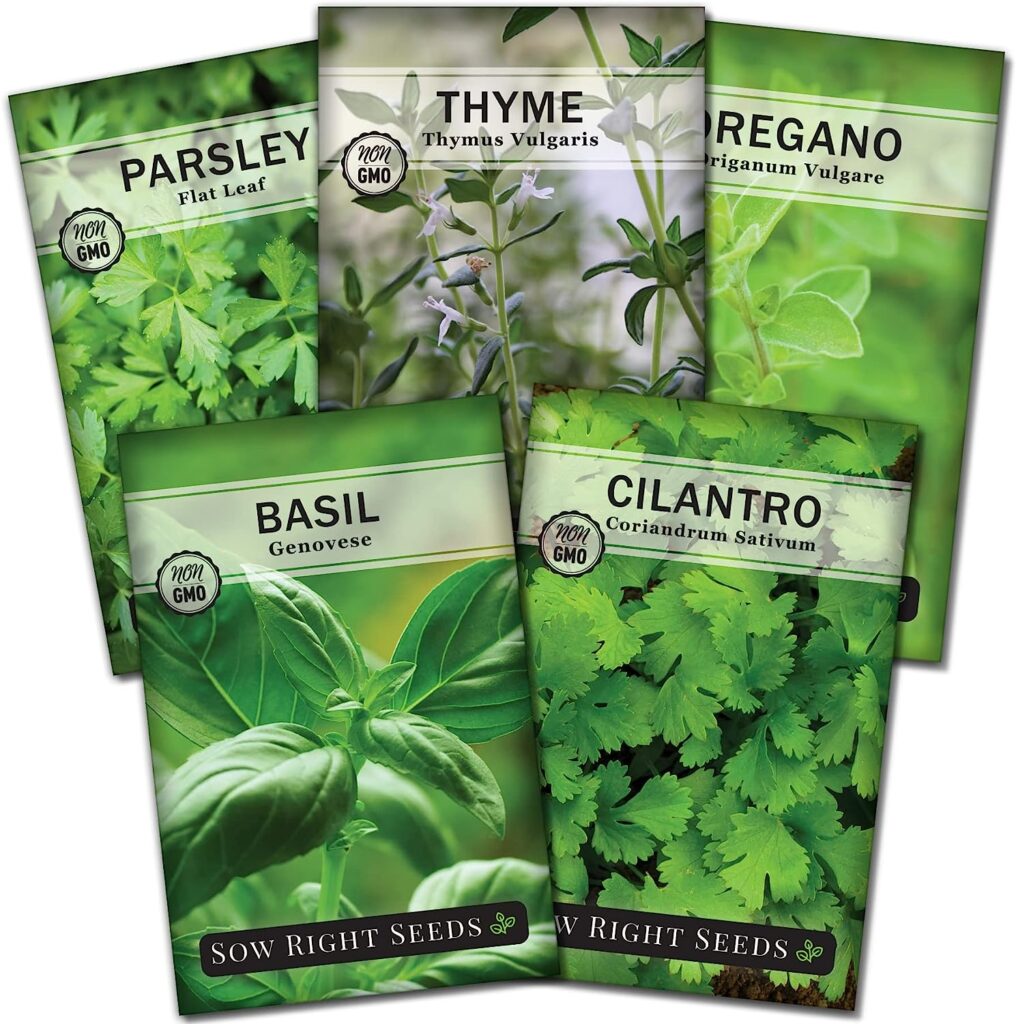 Sow Right Seeds - Hydroponic Herb Seeds for Planting - Basil, Thyme, Cilantro, Parsley,  Oregano Seeds for Planting and Growing a Hydroponic Garden Indoors - Perfect for Your Growing Tower or System