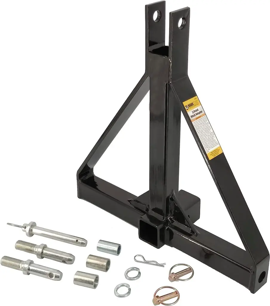Standard 3-Point Hitch Adapter for Trailers  Farm Equipment with Category 1 Pins  2 Hitch Receiver