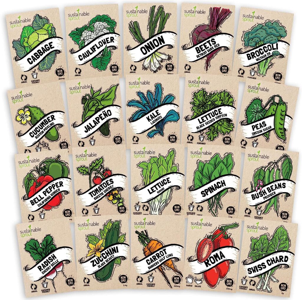 Vegetable Seeds for Planting Variety 20 Pack â Heirloom Vegetables Seeds âTomatoes,Lettuce,Beets,Bell Pepper,Zucchini, Broccoli,Beans,Cabbage,Cauliflower,Onion,Cucumber  Other Vegetable Garden Seeds