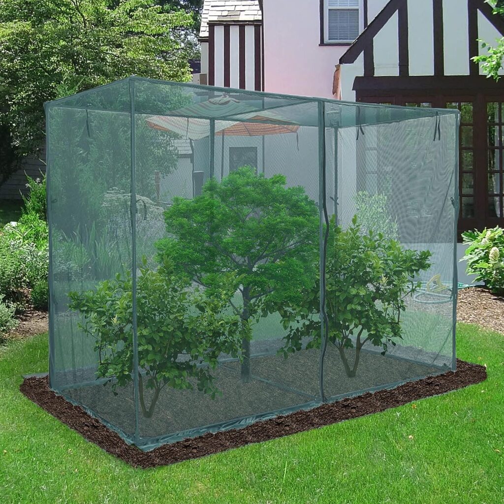 CEED4U 8 x 4 Feet Crop Cage Plant Protection Tent with 6 Ground Staples, Storage Bag, Plant Cage with Steel Frame and Netting, for Protecting Your Plants in Garden Patio Lawn
