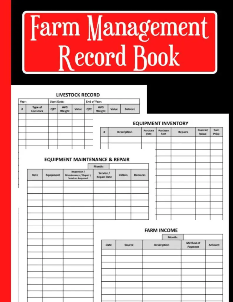 Farm Management Record Keeping Book: A Notebook For Farmers To Keep Record Of Livestock, Equipment Inventory, Equipment Maintenance  Repairs, Farm ... Organizer  Planner - Gifts For Farmers