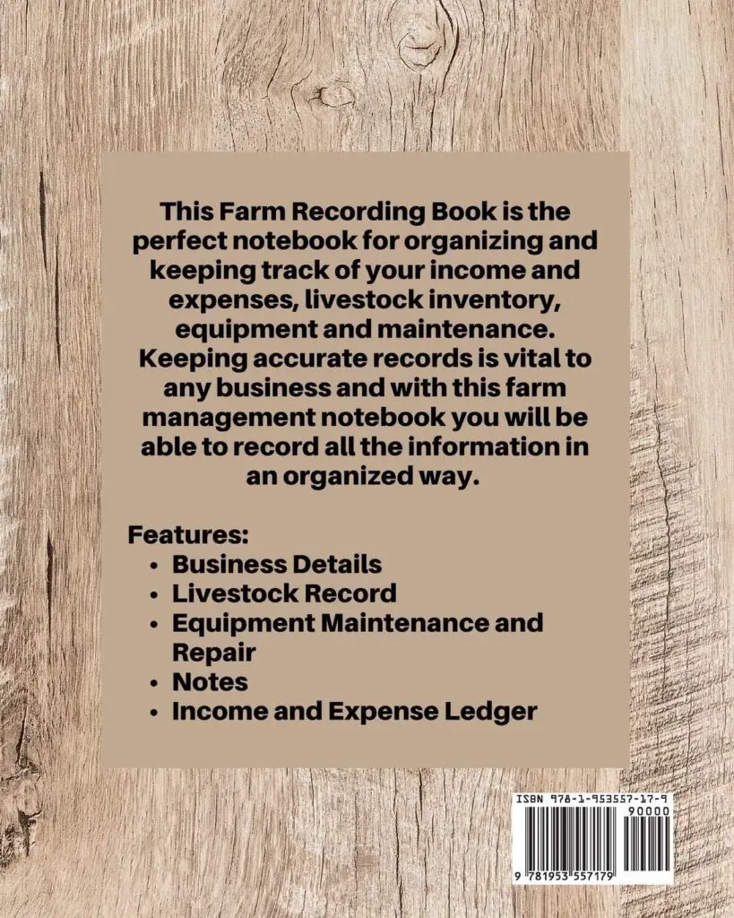 Farm Record Keeping Log Book: Farm Management Organizer, Journal Record Book, Income and Expense Tracker, Livestock Inventory Accounting Notebook, Equipment Maintenance Log