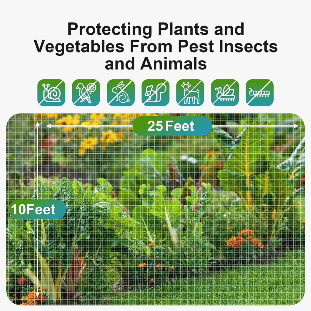 Garden Insect Netting Pest Barrier: 10x25 Bug Netting for Garden Protection Mosquito Net Fine Mesh Cicada Tree Net Greenhouse Row Cover for Crops Plants Vegetables Flowers Fruits Silver