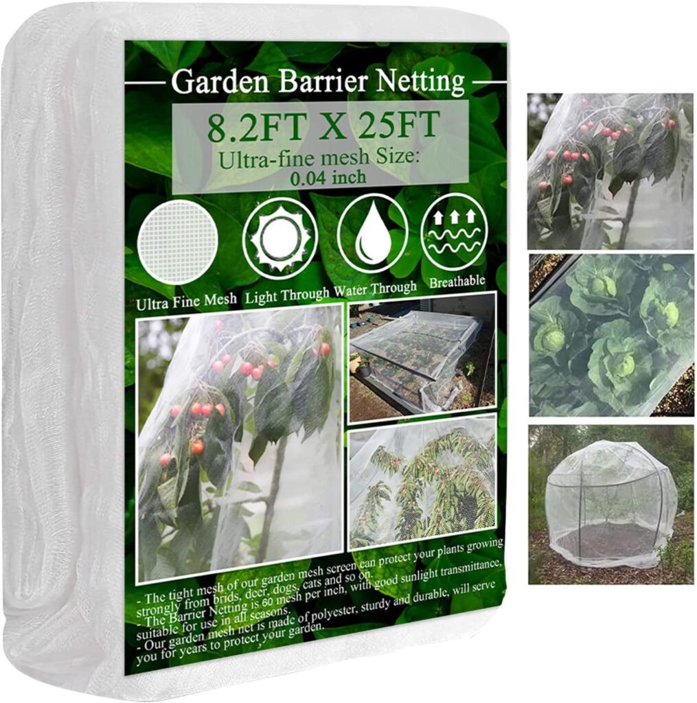 Garden Netting, Bird Netting 8x25 FT Plant Covers Garden Mesh Netting for Protect Vegetable Plants Fruits Flowers Crops Greenhouse Row Cover Protection Mesh Net Covers Patio Gazebo Screen Barrier Net