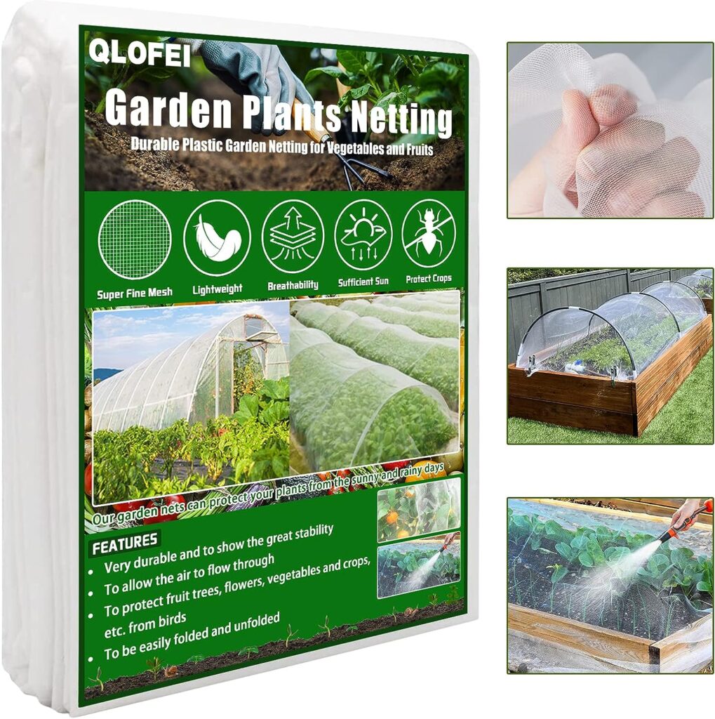Garden Netting Mesh- 8x24Ft Greenhouse Plastic Covering-with Grids Plant Covers-Protection for Fruit Trees Vegetables Flowers Durable Garden Mesh Netting for Patio Plants Outdoor Garden Mesh Covers