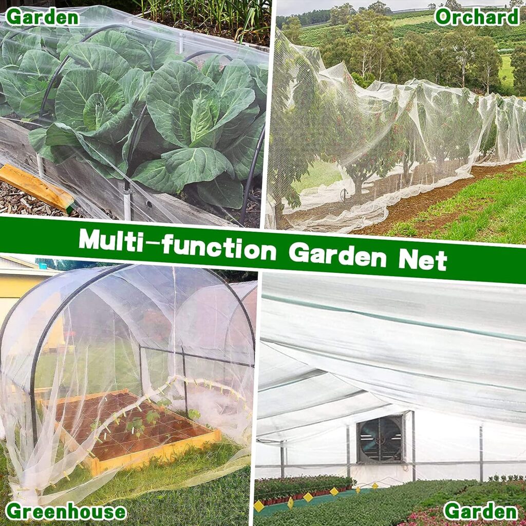 Garden Netting Mesh- 8x24Ft Greenhouse Plastic Covering-with Grids Plant Covers-Protection for Fruit Trees Vegetables Flowers Durable Garden Mesh Netting for Patio Plants Outdoor Garden Mesh Covers