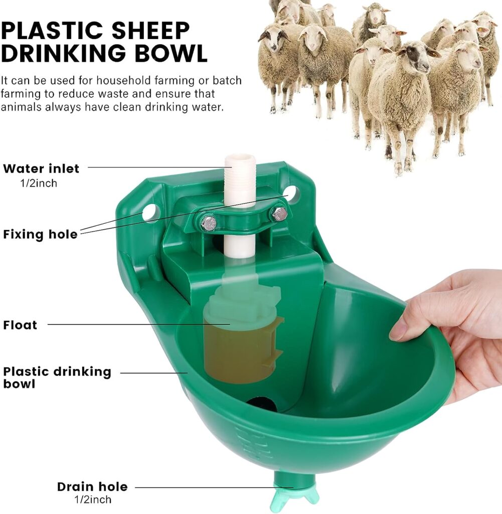 NAOEDEAH Goat Waterer, Livestock Waterer for Sheep Dog Piglet Calf Horse Farm Water Troughs for Livestock Automatic Water Bowl Plastic Drinking Bowl Water Dispenser 2 Pack