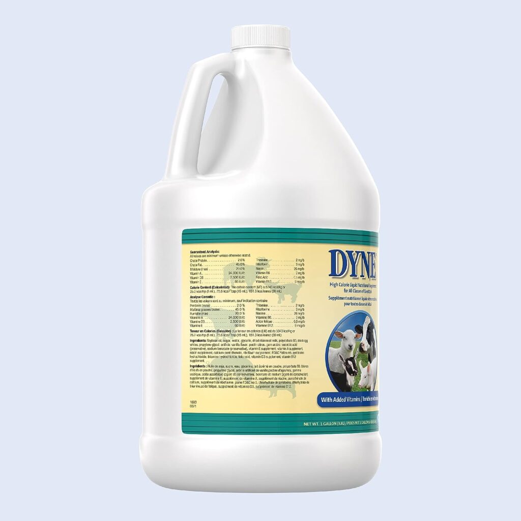 PetAg Dyne High-Calorie Liquid Nutritional Supplement for Livestock - Provides Energy and Extra Nutrition - Contains Soybean Oil  Vitamins - 128 Fl Oz (1 Gal)
