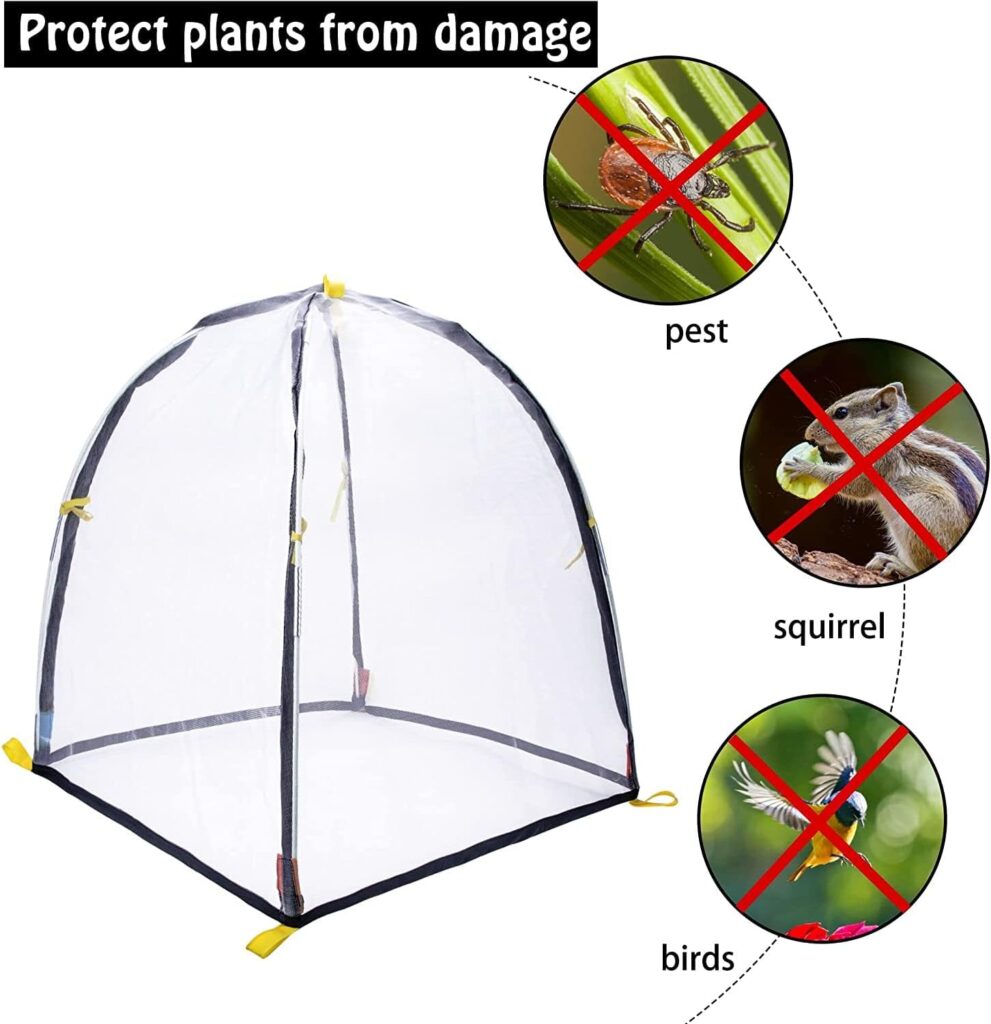 PURPLE STAR 1N 22 x 22 x 23 Inch Insect Barrier Plant Tent Cover-Bug Guard Cover with Stakes-Insect Bird Barrier Netting Mesh for Protect Vegetable Plants Fruits Flowers from Birds Animal Eating(S)