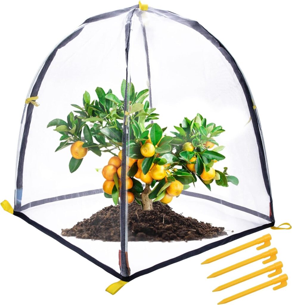 PURPLE STAR 1N 22 x 22 x 23 Inch Insect Barrier Plant Tent Cover-Bug Guard Cover with Stakes-Insect Bird Barrier Netting Mesh for Protect Vegetable Plants Fruits Flowers from Birds Animal Eating(S)