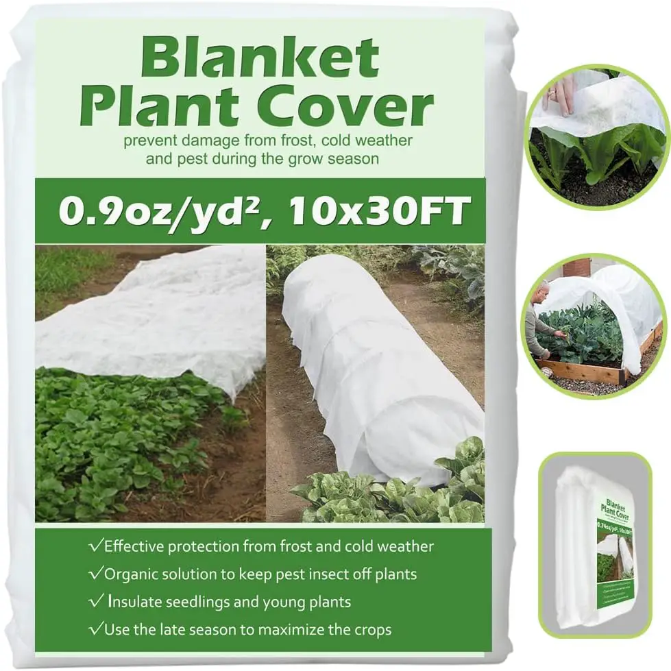 Valibe Plant Covers Freeze Protection 10 ft x 30 ft Floating Row Cover Garden Fabric Plant Cover for Winter Frost / Sun Pest Protection (10FT X 30FT)