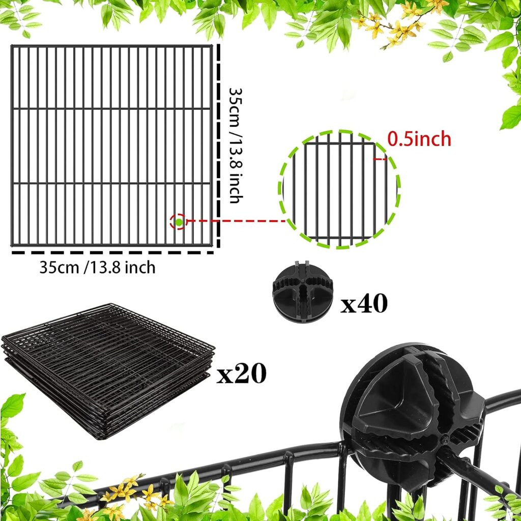 YUZUHOME Black Plant Protectors,20 Pieces DIY Combination Wire Cages and Plant Cloche Protect Garden Plant from Being Eaten by Deers, Rabbits, Squirrels, and Birds