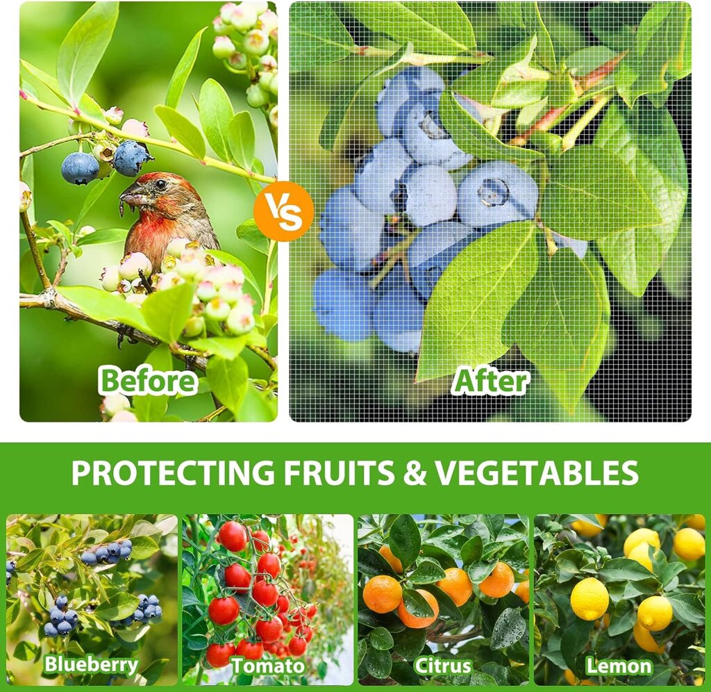 [4 PACK] Garden Plant Netting 2 Size, JYPS Bird Netting, Fruit Tree Mesh Net Cover Bags for Blueberry Bushes Tomato Vegetable,Garden Protection Deer Netting Protectors from Insect Squirrel Bug Animals