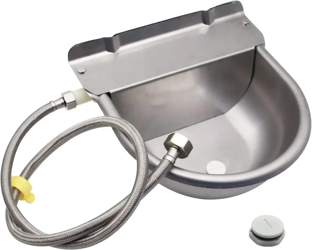 Automatic Horse Drinking Waterer Bowl,Upgrade Stainless Steel Farm Livestock Water Dispenser with Drain Hole and Float Valve for Horse,Dog, Chicken,Goat,Pig (A)
