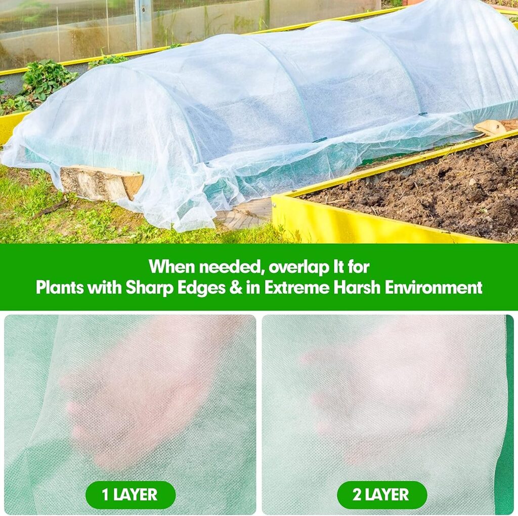 Plant Covers Freeze Frost Protection, 33 FT x 10 FT Frost Cloth Plant Freeze Protection Cover, Frost Blankets for Outdoor Plants, Summer Overheat Prevention and Insects Barrier for Outdoor Plants